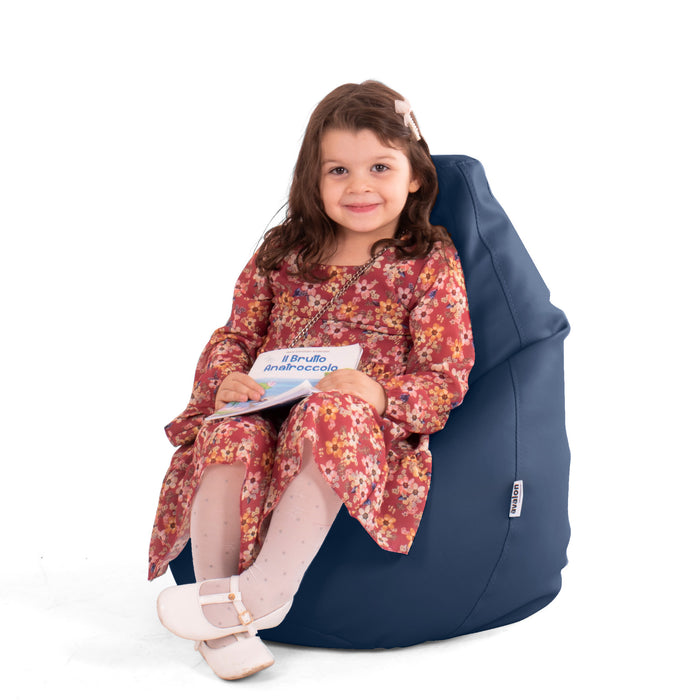 Outlet - Pouf Poltrona Sacco per bambini BAG Similpelle Jazz dim. 56x56x76 cm Colore Blu notte