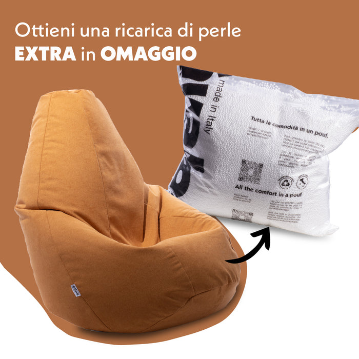 Pouf Poltrona Sacco media BAG L in tessuto antimacchia Dali dim. 80 x 125 cm