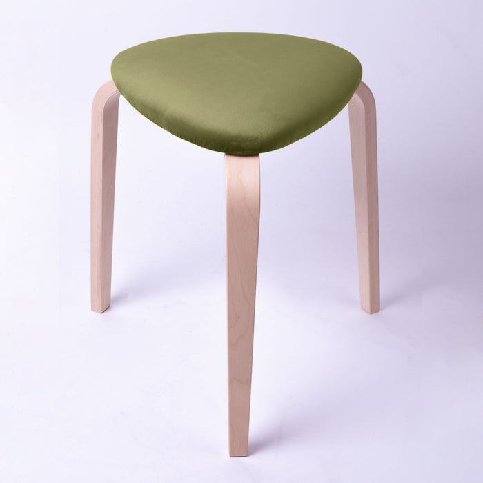 Rotary modern stool in velvet with light natural wood structure dim: H 45 cm x Diam 35 cm