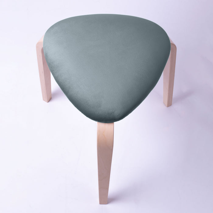 Rotary modern stool in velvet with light natural wood structure dim: H 45 cm x Diam 35 cm